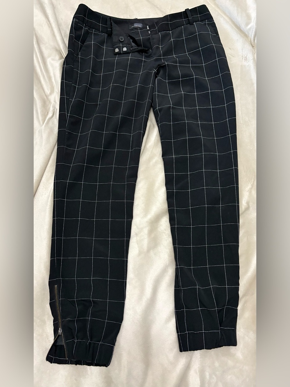 The Limited Black Windowpane Ankle Zip Pants